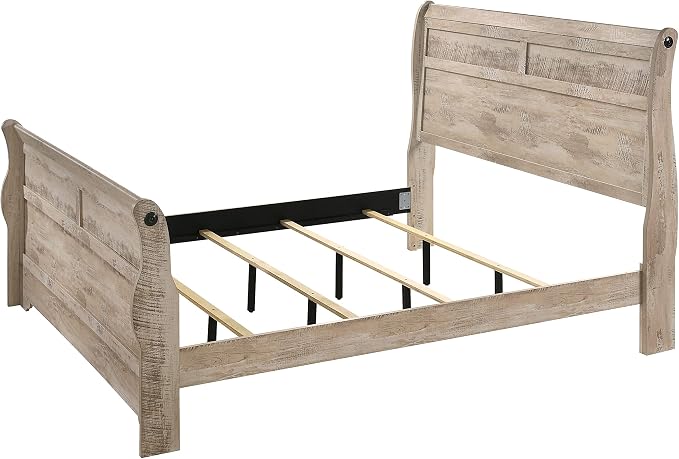 Roundhill Furniture Imerland Contemporary White-wash Finished 5-Piece Sleigh - Image 11