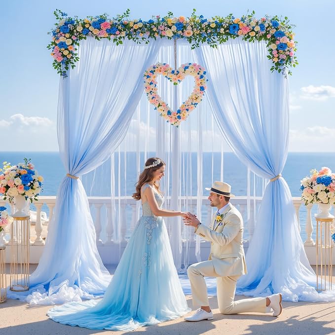 10ft x 12ft Baby Blue Tulle Backdrop Curtain - Image 3