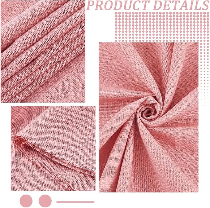 59.06 Inch Pink Linen Embroidery Fabric Needlework Cloth Soild Fabric - Image 6