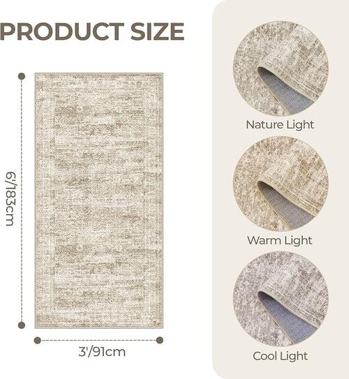3x6 Runner Rug Non Slip, Thin Entryway Washable Rug - Image 2
