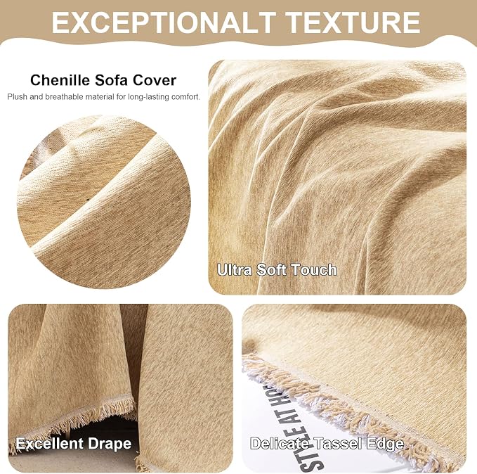 VClife Boho Chic Couch Cover, Soft Chenille Couch Covers - Image 5