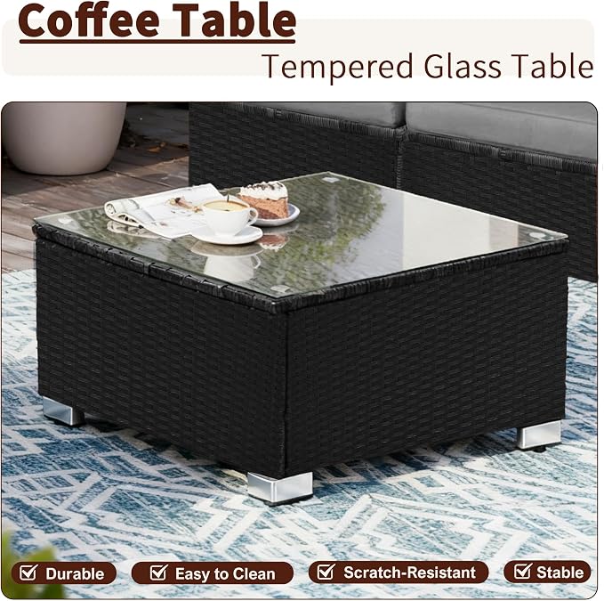 7 Pieces Black Patio Furniture Set - Image 7
