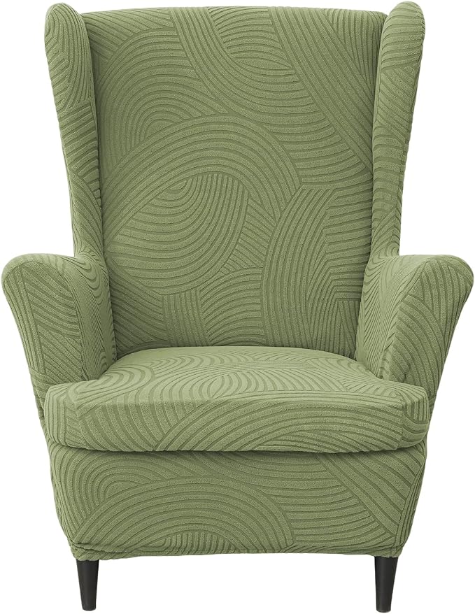 HAOYONG Wing Chair Slipcovers Printed Wingback Chair Covers 2 Pieces Wingback by HAOYONG