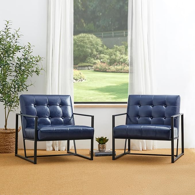 Glitzhome Mid Century Modern Accent Chairs Set of 2, Modern Living Room Chairs by Glitzhome