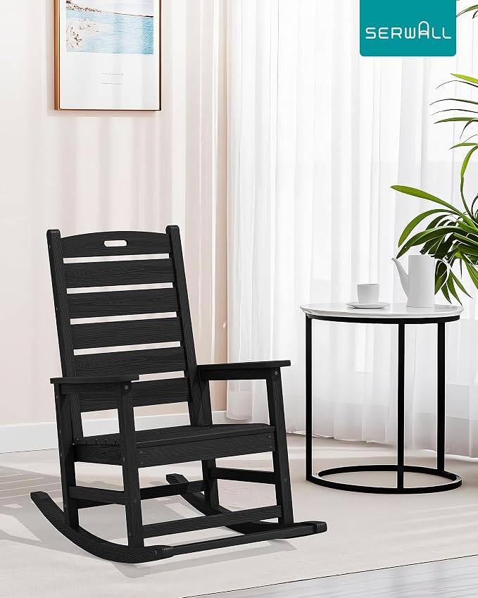 SERWALL Oversized Outdoor Rocking Chair, HDPE Patio Rocking Chair - Image 9