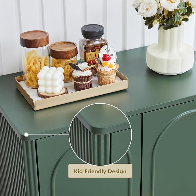 ORRD Fluted Storage Cabinet, Modern Credenza Wooden Accent Sideboard Buffet - Image 4