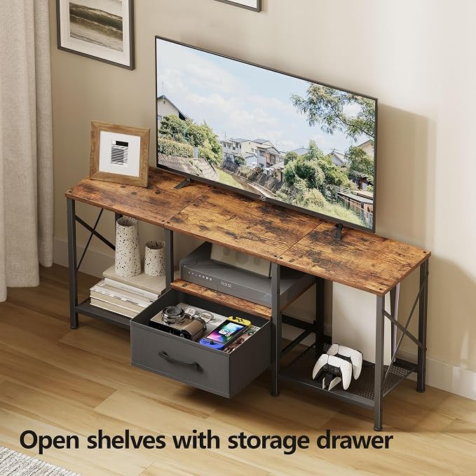 JARHETUN TV Stand with Fabric Drawer, Entertainment Center - Image 4