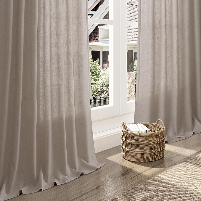 Nanspring Stone Beige Linen Curtains 84 Inches Long - Image 5