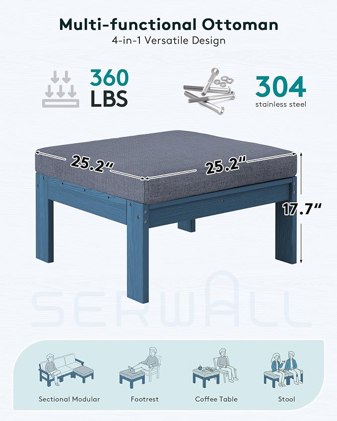 SERWALL Outdoor Ottoman with Cushions - Image 2