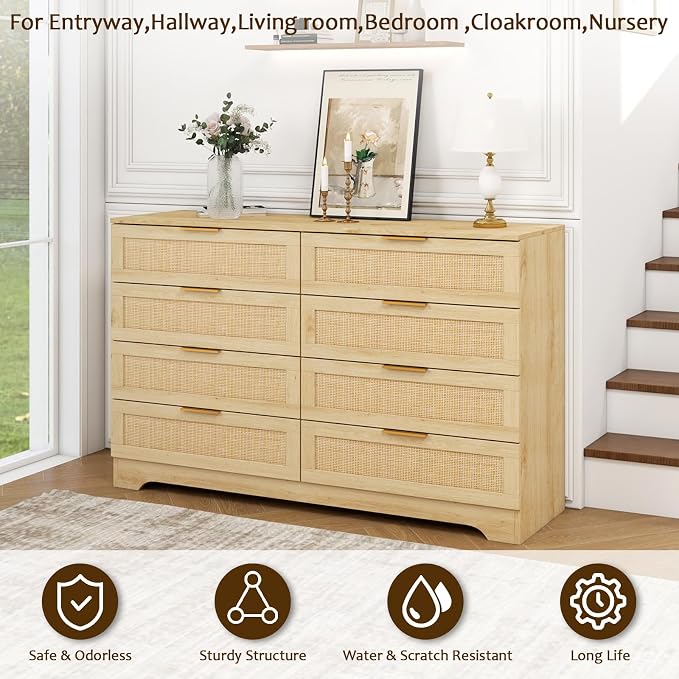 HOPUBUY Living Room Table Sets of 1, Boho Drawer and Large Drawer Nightstand - Image 8