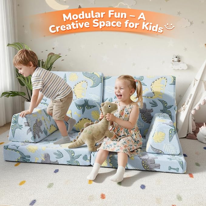 MeMoreCool Toddler Couch, 8-Piece Modular Kids Play Couch - Image 8