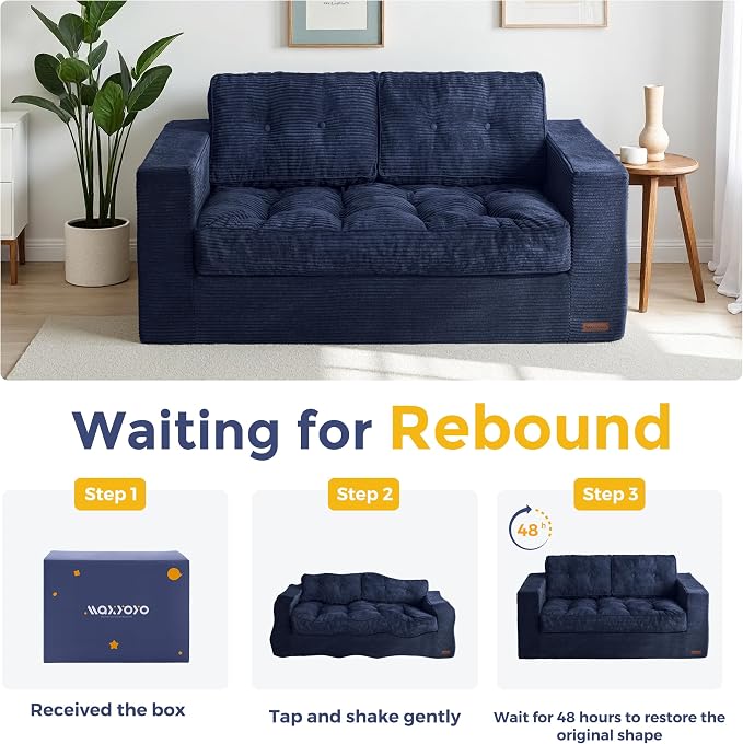 MAXYOYO Loveseat Sofa Couch, Upholstered Bean Bag Chair Cloud 2-Seat - Image 7