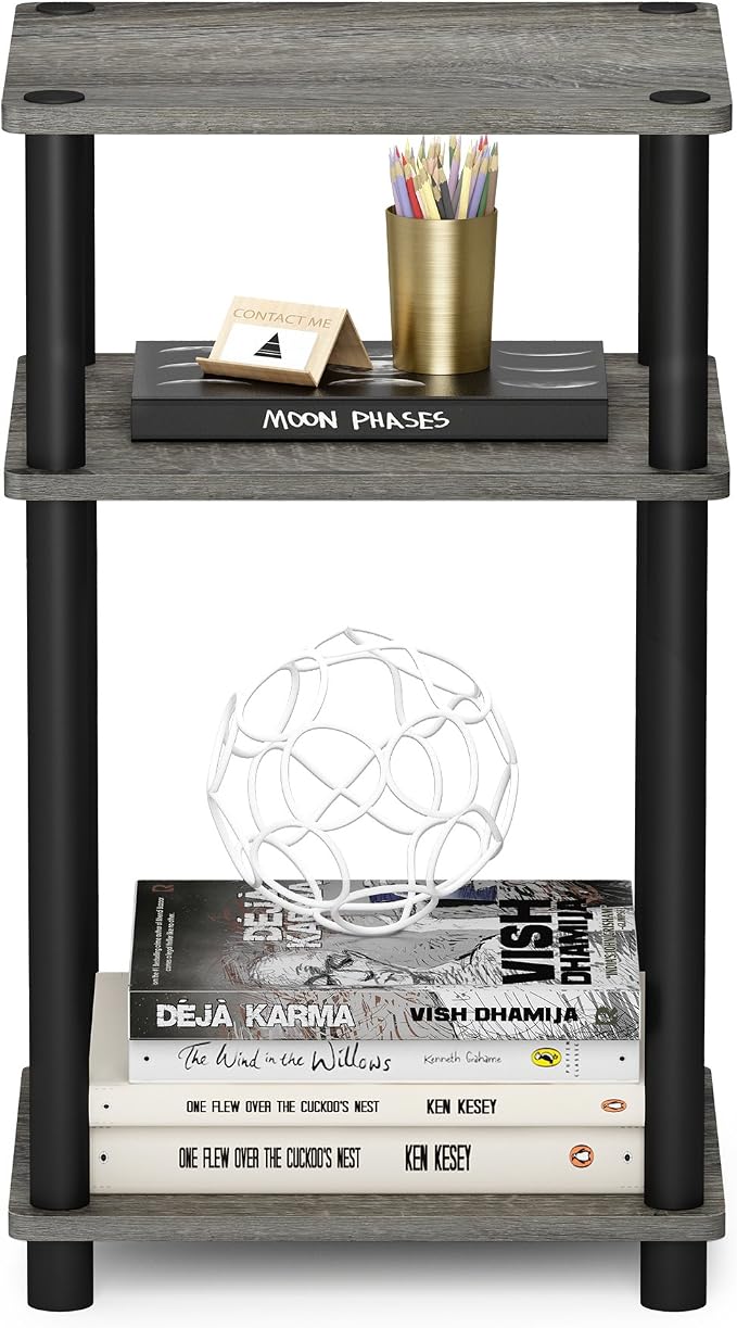 Furinno JUST Side Table Set of 2, 3-Tier Modern End Tables, Open Shelves Night - Image 8