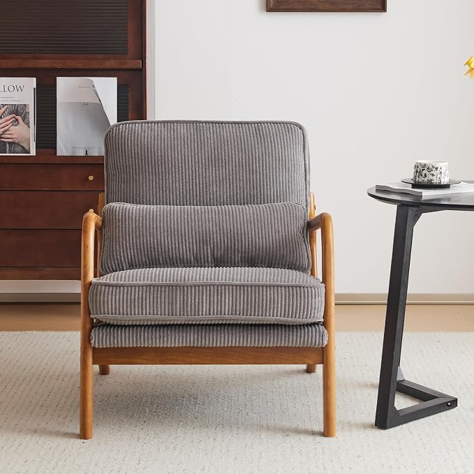 Karl home Mid-Century Modern Accent Chair, Living Room Chairs - Image 4