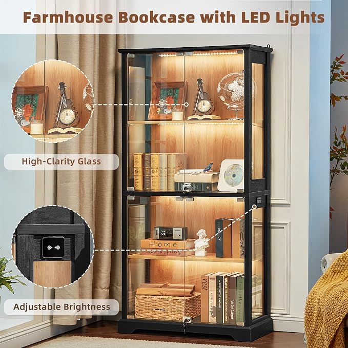LELELINKY Farmhouse Display Cabinet Set of 2 - Image 8