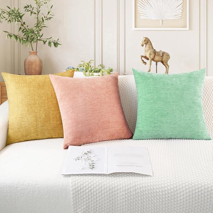 CaliTime Throw Pillow Covers Decorative 26 X 26 Inches Pack of 2 Cozy Chenille - Image 5