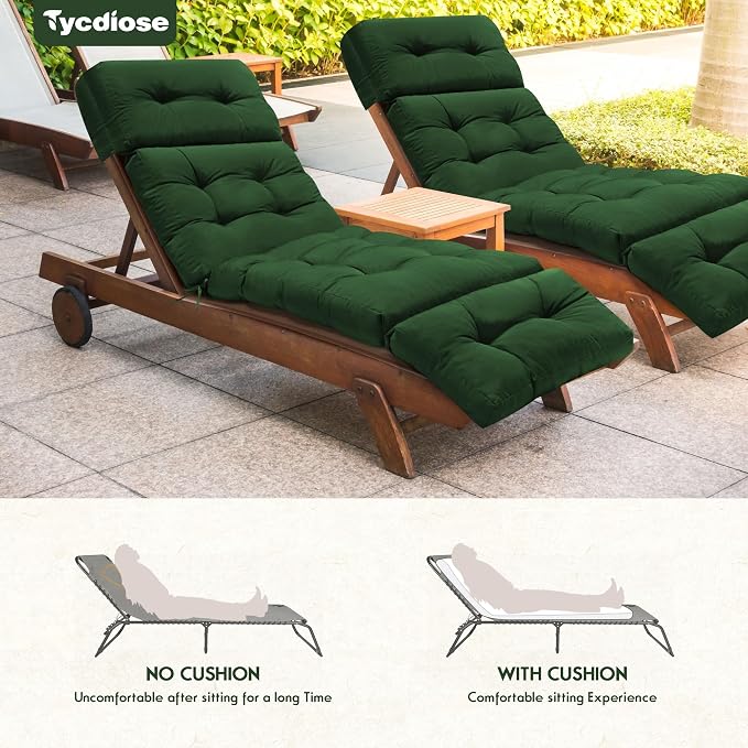 Outdoor Chaise Lounge Chair Cushion Set of 4, Thickened 74.4 x 22 x 4.7 Inches - Image 6