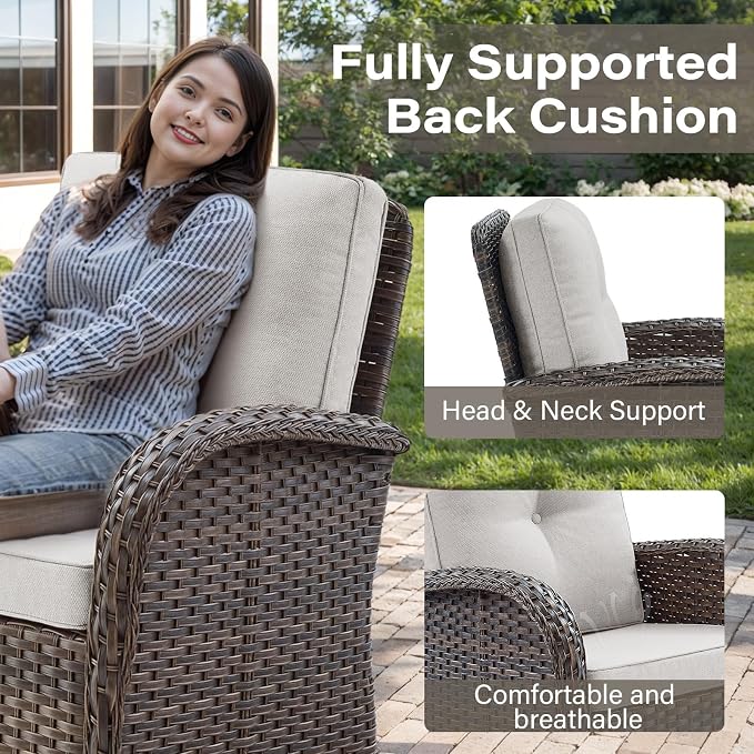 Belord 5 Piece Swivel Rocker Glider Outdoor Chairs Set of 2 - Image 5