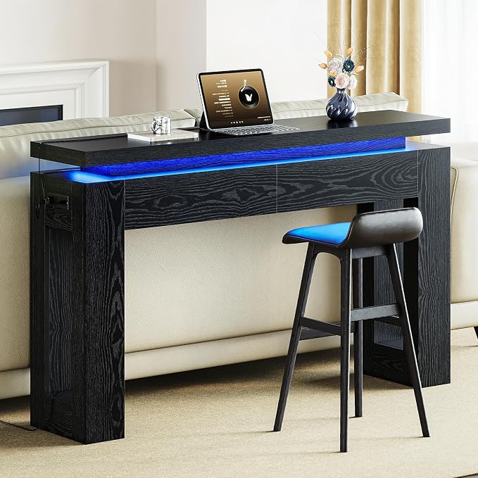 LIKIMIO Console Table with Drawers, Modern Entryway Table with LED Lights and - Image 9
