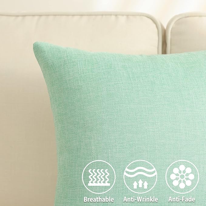 Stellhome Pack of 2 Spring Burlap Throw Pillow Covers Farmhouse Linen Cushion - Image 2