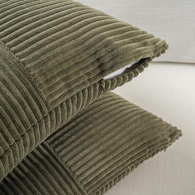 Fancy Homi 2 Packs Olive Green Lumbar Decorative Throw Pillow Covers 16x26 Inch - Image 4