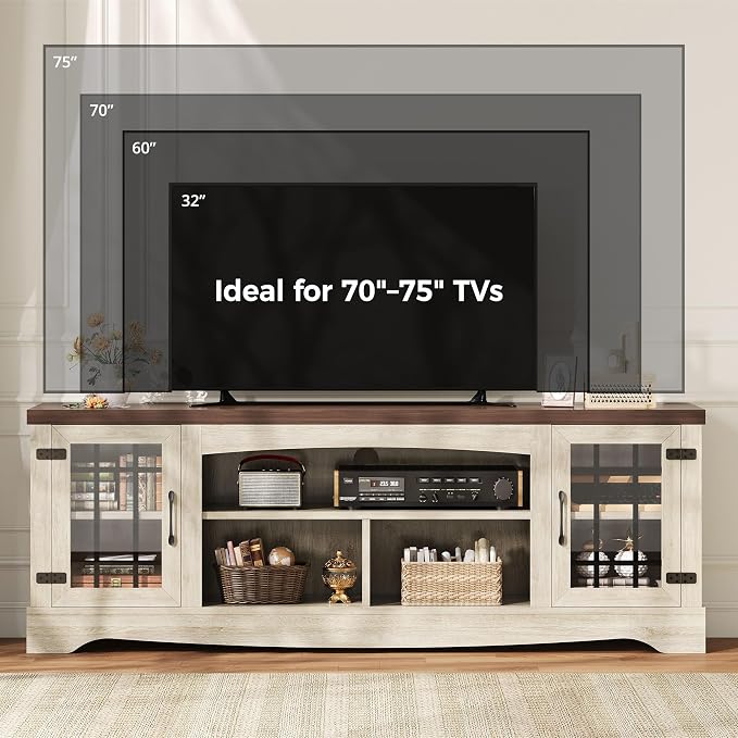 IRONCK Farmhouse TV Stand for 75 Inch TV, Rustic Entertainment Center - Image 2