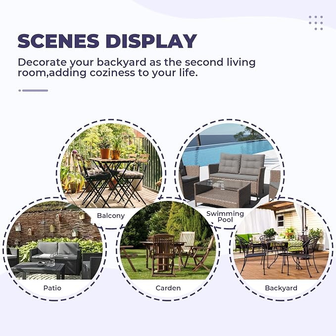 DANGHOOGY Wicker Chair Cushions, Waterproof Outdoor Loveseat Cushions - Image 7