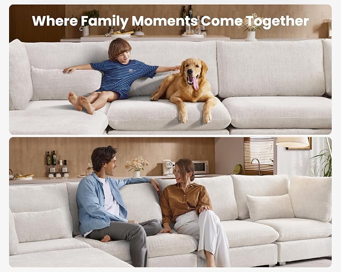 115" Oversized Chenille Couch Modular Sectional Sofa, Washable Cloud Couch - Image 8