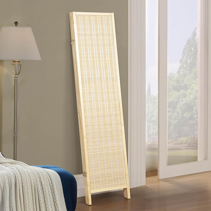 Roundhill Furniture Inkwell 4-Panel Bamboo Room Divider, Folding Portable - Image 5