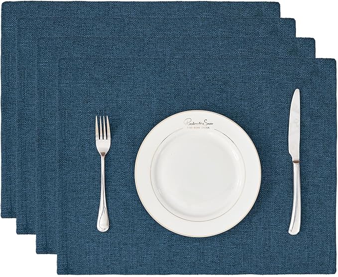 BALCONY & FALCON Placemats Set of 4 Faux Linen Cloth Place Mats Washable by BALCONYFALCON