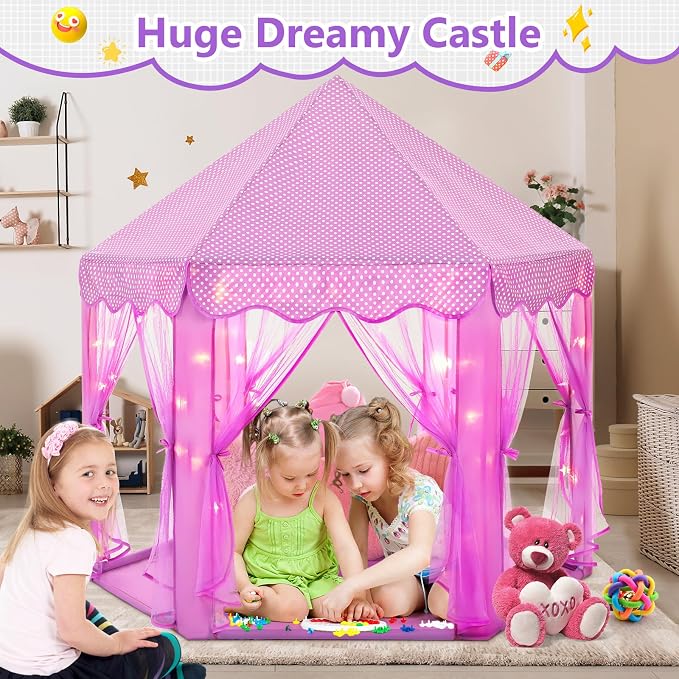 Monobeach Princess Tent Girls Large Playhouse Kids Castle Play Tent - Image 2