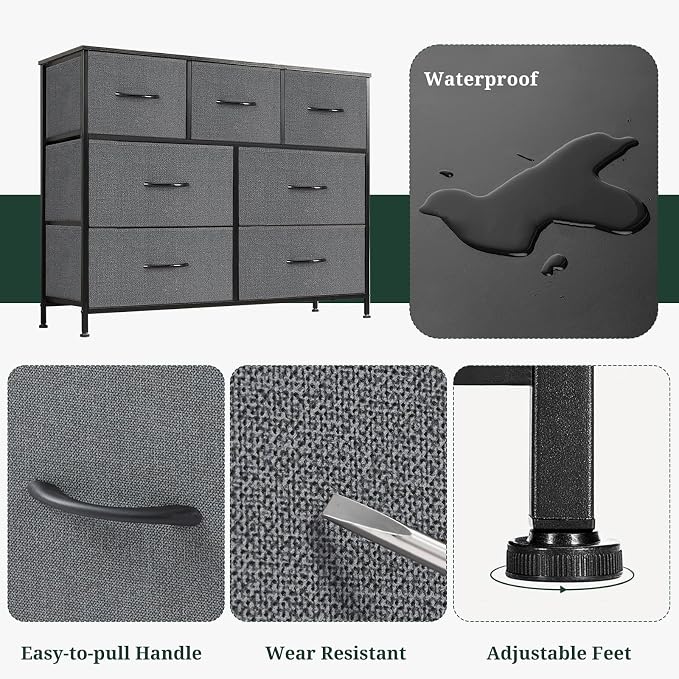 7-Drawer Dresser for Bedroom, Anti-Tip Wide Storage Organizer Fabric Chest of - Image 7