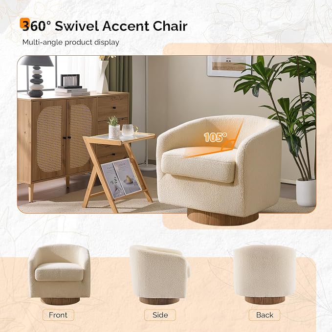 VINGLI 360°Swivel Accent Chair - Image 5