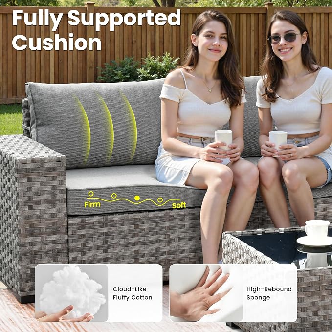 ovios 7 Pieces Patio Furniture Set, Outdoor Wicker Sectional Sofa - Image 7