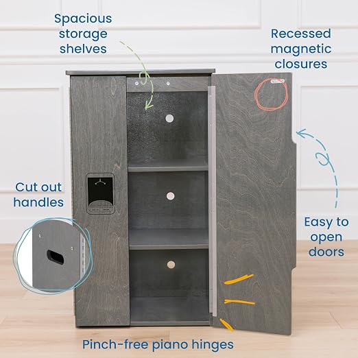 ECR4Kids Wooden Pretend Play Kitchen Refrigerator - Image 4