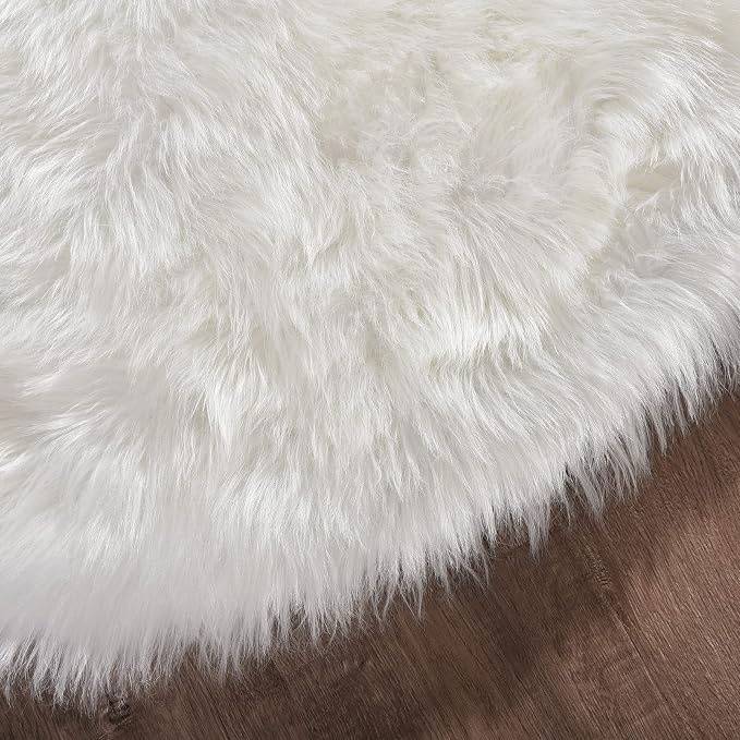 Goolela White Area Rug 5x7 Fluffy Fuzzy Furry Sheepskin Rug - Image 7