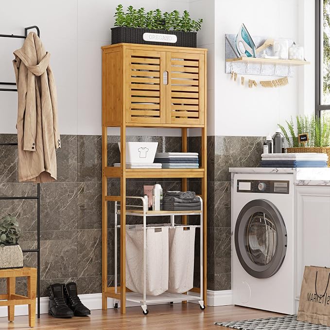 VIAGDO Over The Toilet Storage Cabinet, Tall Bathroom Cabinet Organizer - Image 4