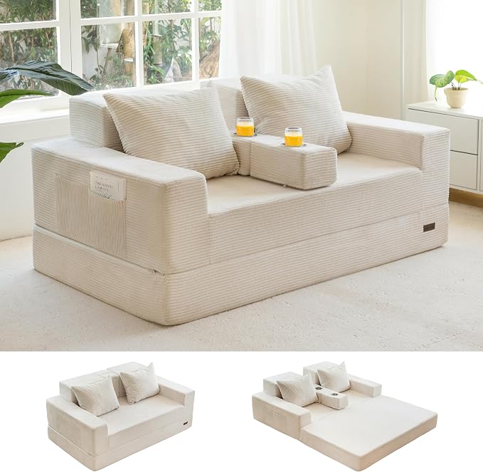 MAXYOYO Loveseat Sofa Bed, 4 in 1 Convertible Boneless Couch Folding Recliner by MAXYOYO