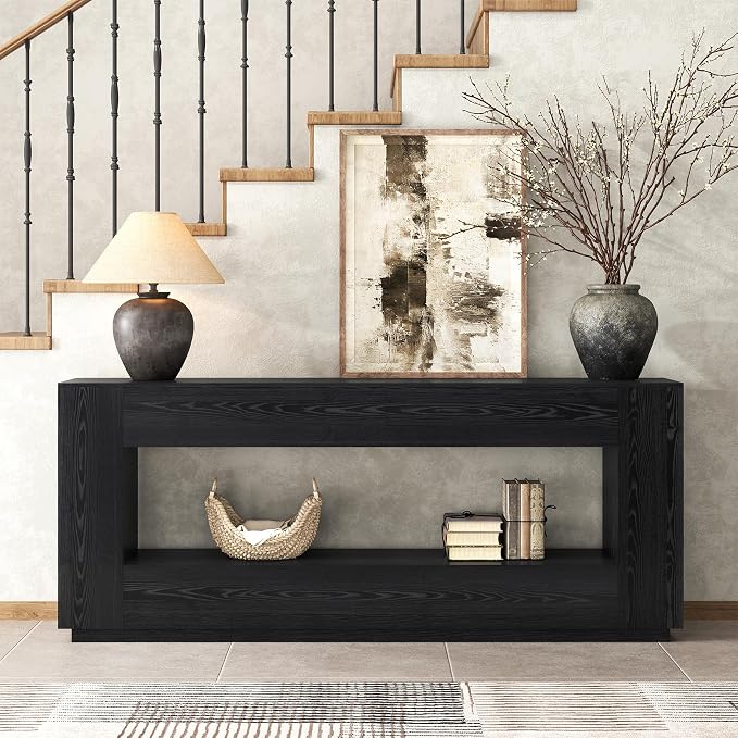 Epecoya 78 Inch Extra Long Console Table, 2-Tier Wood Entryway Table - Image 3