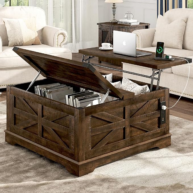 Hlivelood 36" Farmhouse Movable Lift Top Coffee Table by Hlivelood