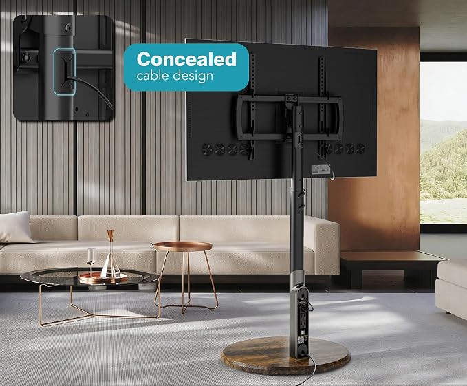 Mobile TV Stand with Power Outlet, Rolling TV Cart - Image 6