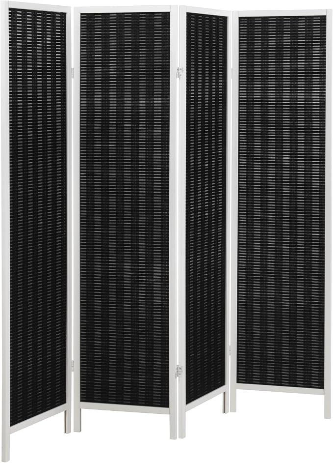 Roundhill Furniture Inkwell 4-Panel Bamboo Room Divider, Folding Portable - Image 9