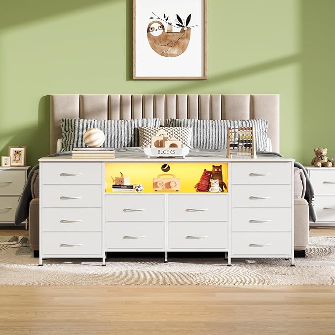 WLIVE White Dresser for Bedroom, Dresser TV Stand for 65, 75 inch TV - Image 9
