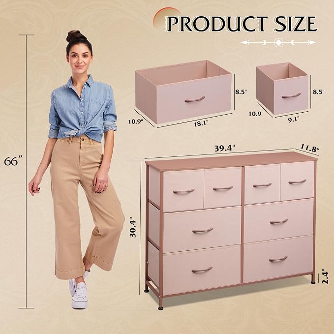 WLIVE 8 Drawer Dresser for Bedroom, Wide Fabric Dresser Storage Organizer - Image 3