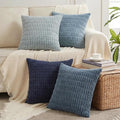 Fancy Homi Set of 4 Blue Decorative Throw Pillow Covers 18x18 Inch by Fancy+Homi