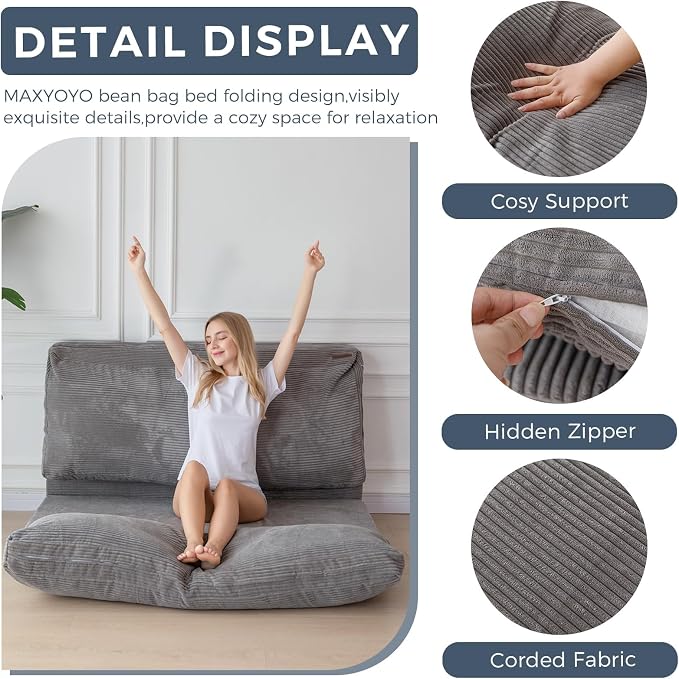 MAXYOYO Folding Sofa Bed, Extra Thick and Long Floor Sofa Convertible Sleeper - Image 7