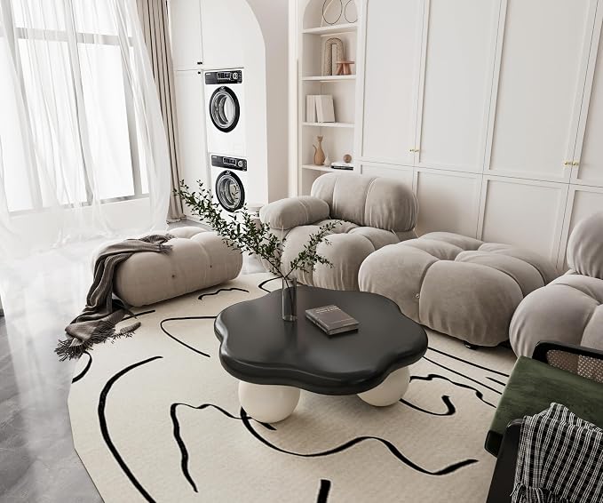 35" Cloud Coffee Table with 3 Ball Legs, Modern Minimalist Petal Center Table - Image 8