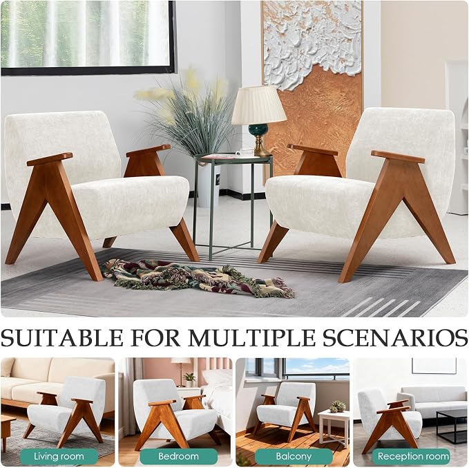 2 Pcs Home Accent Chair Mid Century Modern Accent Chair - Image 6