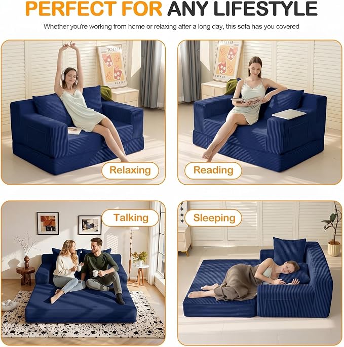 Erament Boneless Loveseat Convertible Sofa Bed, Folding Floor Futon Sleeper - Image 6
