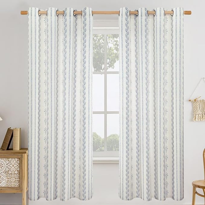 BGment Navy Blue Vintage Floral French Country Curtains 72 Inch Length - Image 9